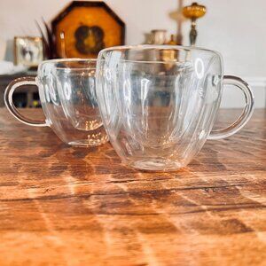 Blown Glass Double Layer Tea Cups